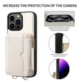 thumbnail image 5 of DeCase Crossbody Wallet Case for iPhone 15 Plus - Zipper Pocket, Card Holder, Premium PU Leather, Kickstand, Detachable Strap - Stylish & Functional, White, 5 of 10