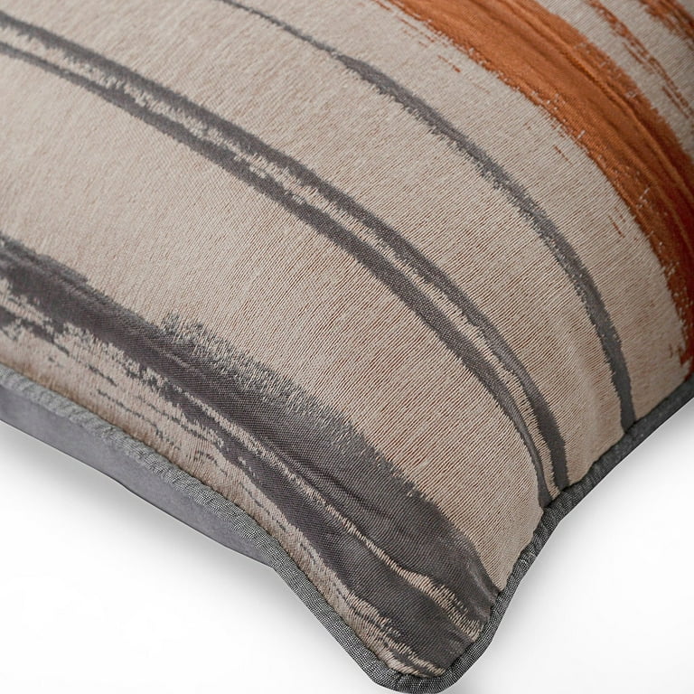 2-Pack Jacquard Striped Decorative Throw Pillow Covers, 12x20 Inches, Grey, Hidden Zipper, Polyester, For Sofa, Couch, Bedroom