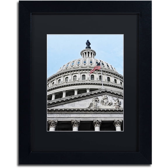 Trademark Fine Art "Dome of the US Capitol" Canvas Art by Gregory O'Hanlon, Black Matte, Black Frame
