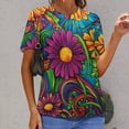 thumbnail image 6 of Nostalgic Vintage Floral T Shirts Basic T-Shirt Short Sleeve Ladies Tee Shirt Summer Graphic Clothing, 6 of 6