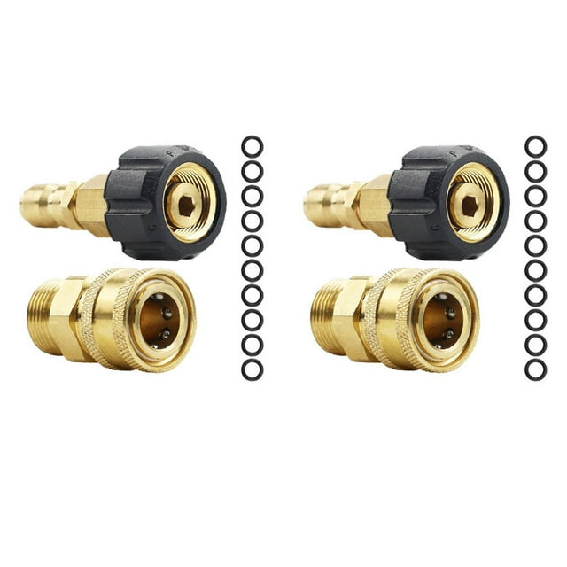 2X Pressure Washer Adapter Set, M22 14mm Swivel To M22 Metric Fitting,M22-14 Swivel + 3/8 Inch Plug,5000 PSI