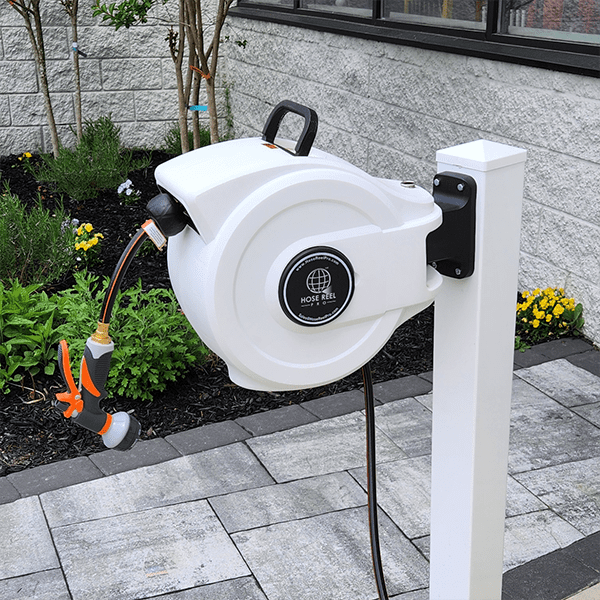 Hose Reel Pro 50ft Retractable Garden Hose Reel in White
