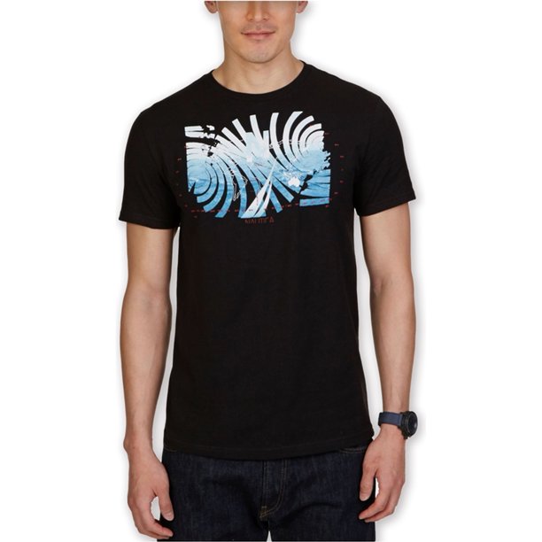 Camiseta gráfica Nautica Outpost para hombre color negro extragrande