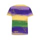 thumbnail image 3 of Xuyuer Happy Mardi Gras Shirt Womens Mardi Gras Day Heart Tshirt Tuesday Carnival Tee New Orleans Party Short Sleeve Casual Short Sleeve Tops Holiday Bleached Short Sleeve Tops, 3 of 5