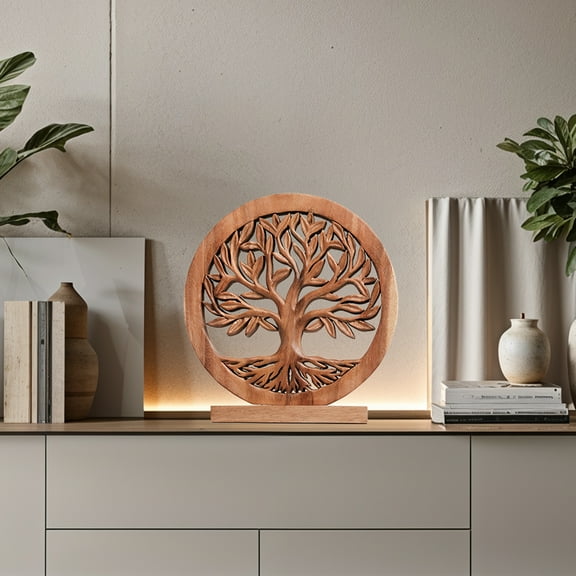 Decozen - Home Decor Handmade Wooden Decorative Sculpture in Tree of Life - Acacia Wood