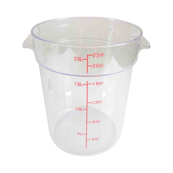 Excellante 22 quart round food storage container, polycarbonate, clear, NSF certified, comes in each