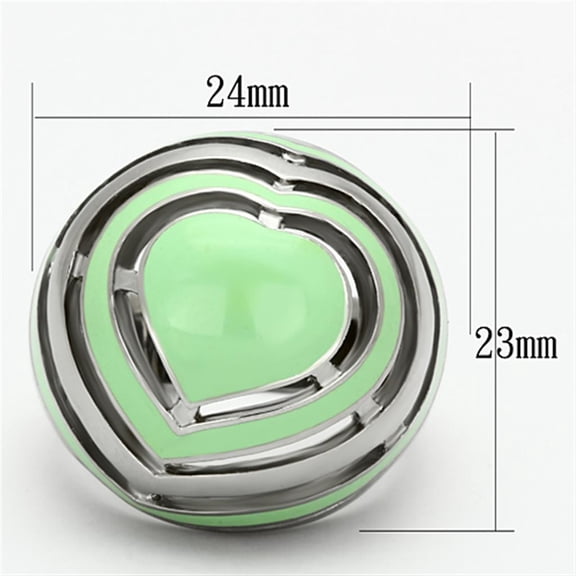 High polished (no plating) Stainless Steel Ring with Epoxy in Emerald for Women Emerald Stone Color Style TK1140 Size 10