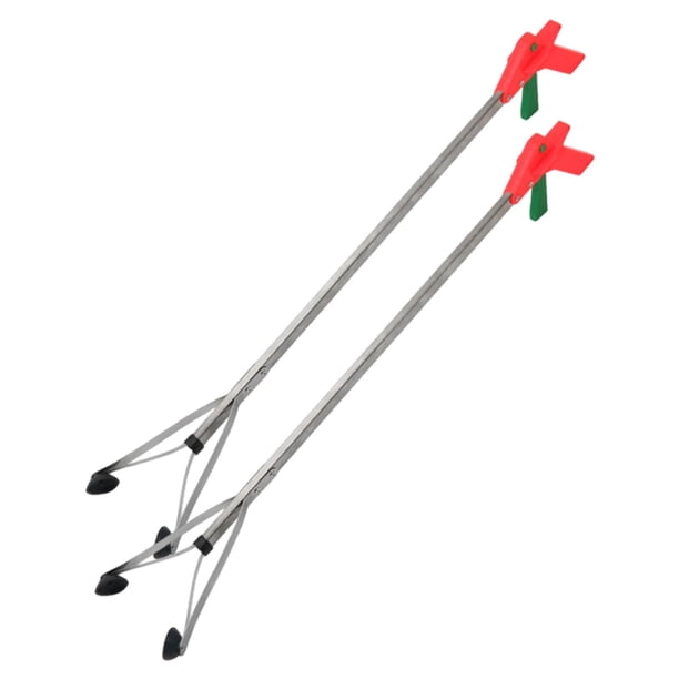 2 Piezas Herramienta Recogedora Pinza Basura Garra Larga Pinza Papel Higiénico Diseño con Ventosa de Acero Inoxidable Apta para Limpieza Asistencia de M
