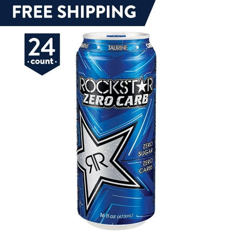 (24 Cans) Rockstar Zero Carb Energy Drink, 16 oz