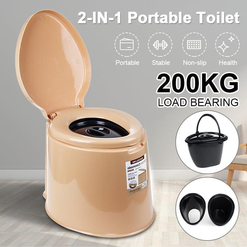 Portable Folding Camping Toilets Travel Commode with Toilet Paper Holder and Phone Holder for