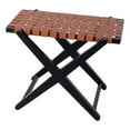 thumbnail image 2 of Beaumont Lane Mid in Century 24"W Wood & Leather Luggage Rack in Brown, 2 of 11