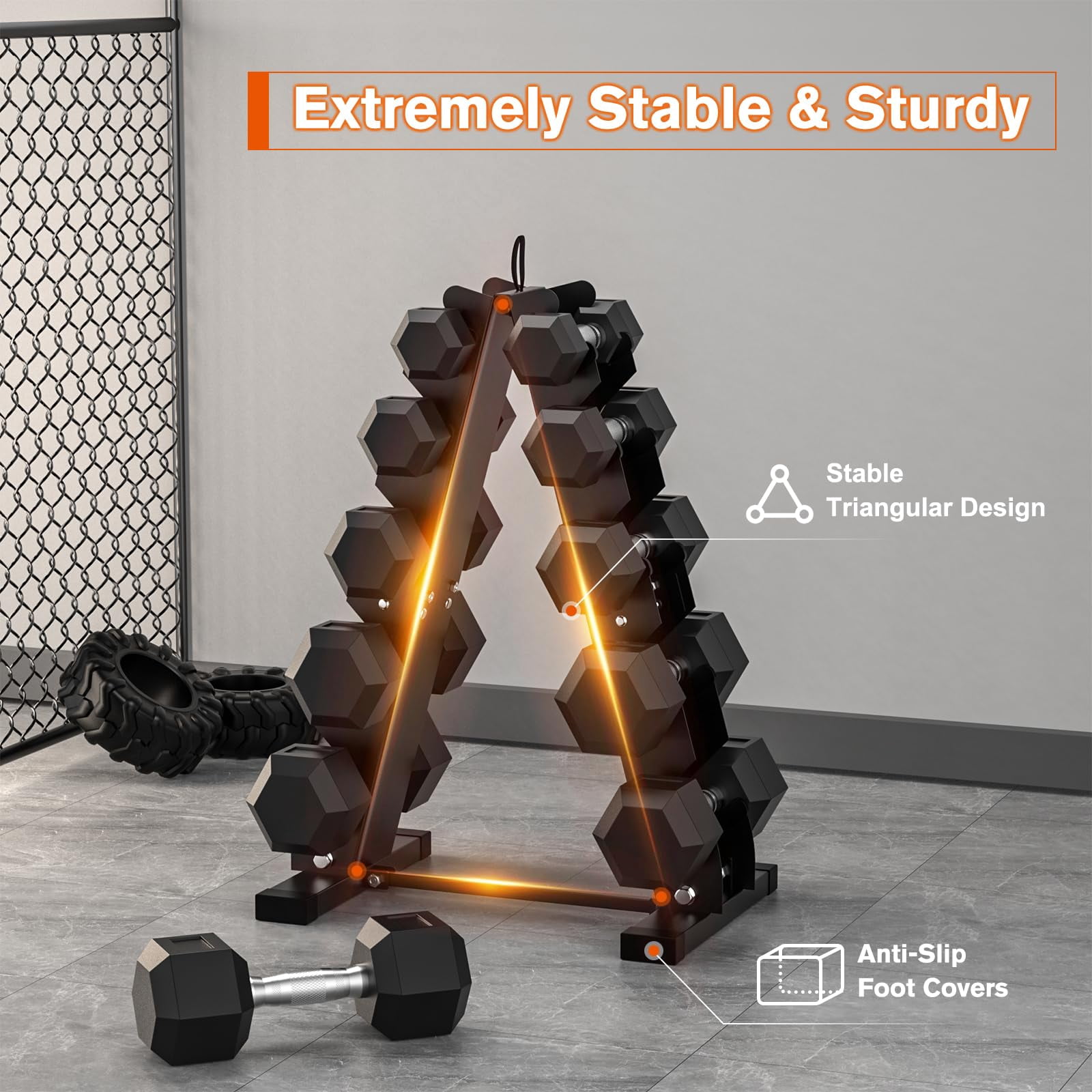 Dumbbell Rack Stand Only  Heavy Duty A-frame Storage 5 Tier Steel Holder For Home Gym Space Saver