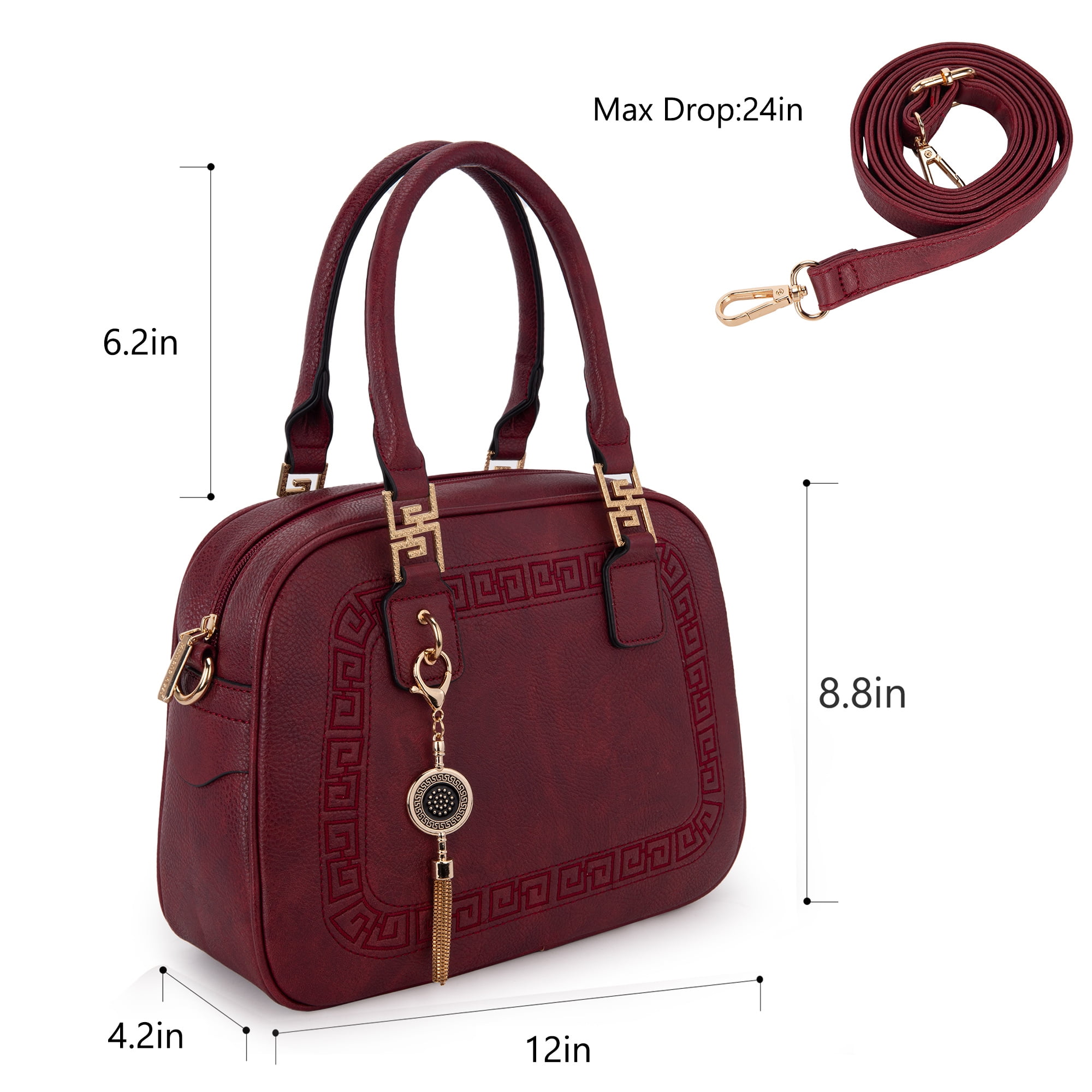 Montana West Small Top Handle Purse for Women Crossbody Satchel Handbag Barrel Bag, Burgundy