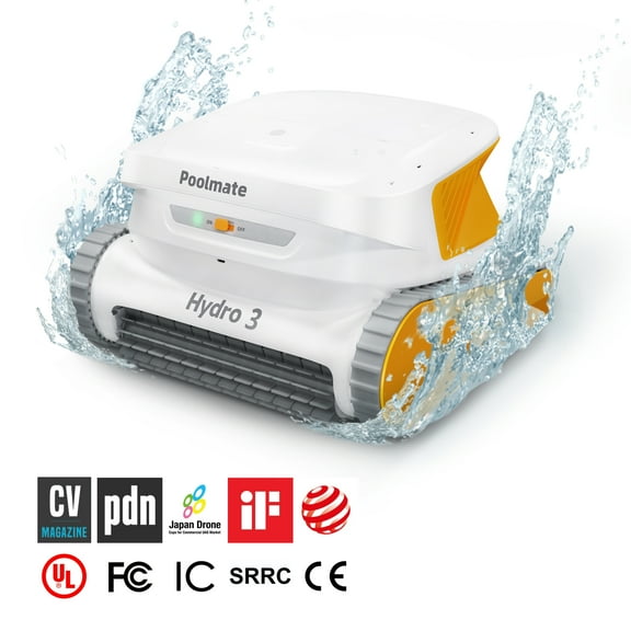 Hydro 3 Cordless Robotic Pool Cleaner,Wall Climbing Function, 200mins Runtime, 2 Brushless Motor   4.1L Filter Basket Ideal for Inground Aboveground Pools