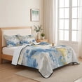 thumbnail image 5 of Twin XL Quilt Set 68''x98'', Blue Yellow Beige Lightweight Bedspread Coverlet Set with 2 Pillow Shams, Retro Abstract Modern Art Painting Breathable All Season Quilt Bedding for Dorm/Guest Room, 5 of 9