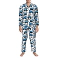 thumbnail image 3 of Picia Blue Excavator Pattern Men’s Long-Sleeve Sleepwear Set - Soft 2-Piece Loungewear with Pockets, Comfy PJs for Relaxing Nights-Medium, 3 of 7