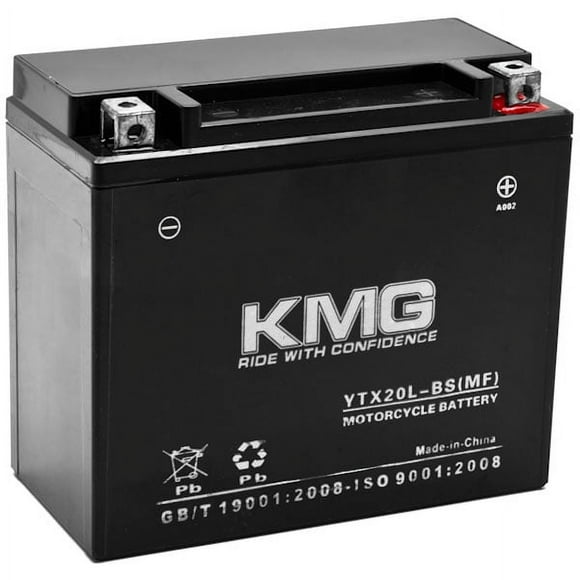 KMG YTX20L-BS Sealed Maintenance Free Battery High Performance 12V SMF OEM Replacement Powersport Motorcycle ATV Scooter