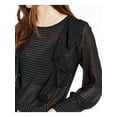 thumbnail image 3 of BAR III Womens Black Printed Long Sleeve Jewel Neck Top M, 3 of 4