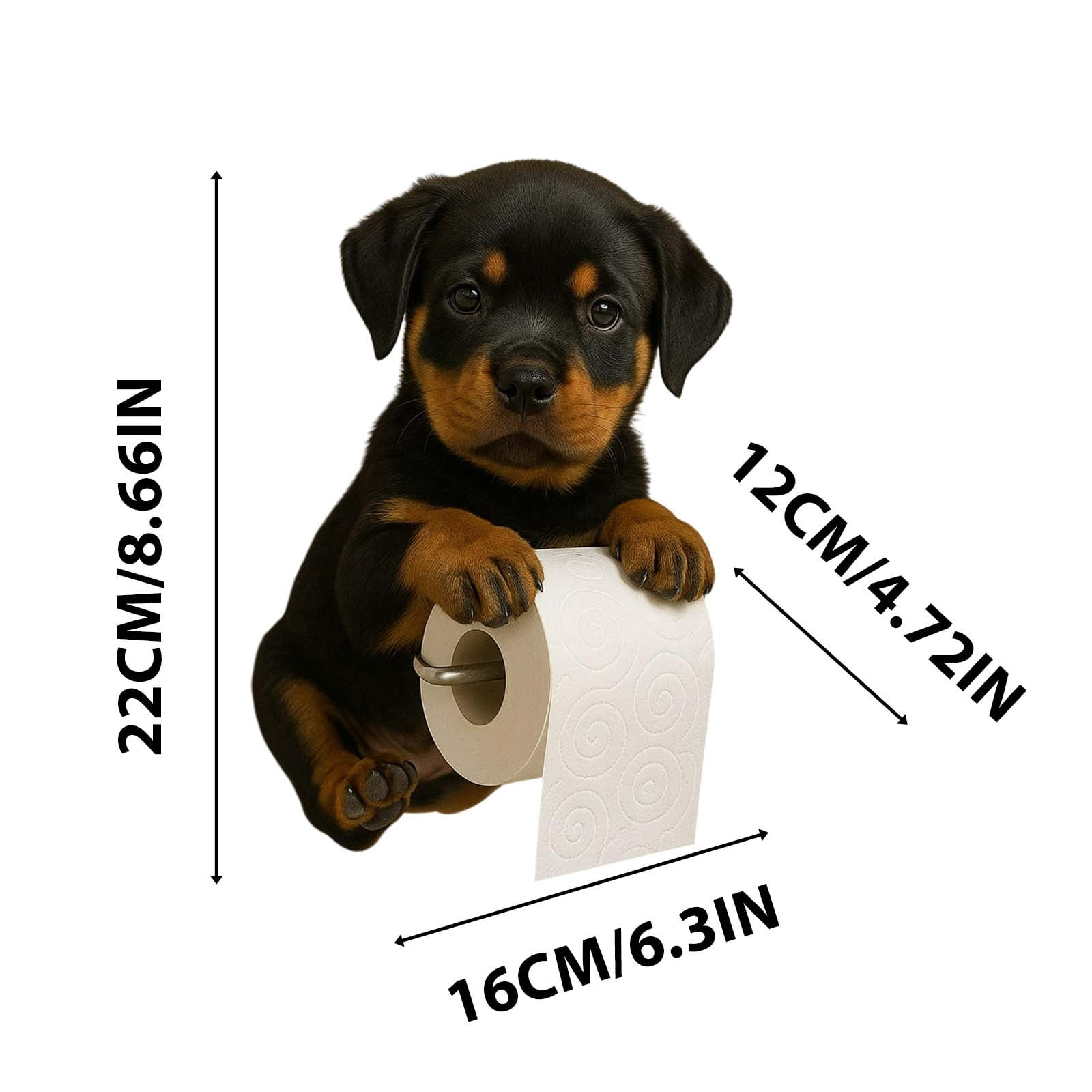 Dog Toilet Paper Holder Resin Wall-Mounted Animal Theme Bathroom Functional Decor Novelty Sculpture Home Restroom Tissue Dispenser 6.3x4.72x8.66in