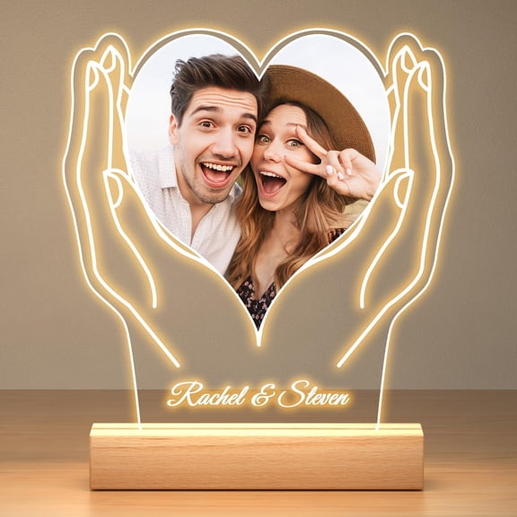 Personalized Couple For Women And Men Custom Picture Frames With Photo Customized Acrylic Plaque Photo Frame With Night Light Personalized Valentines Day