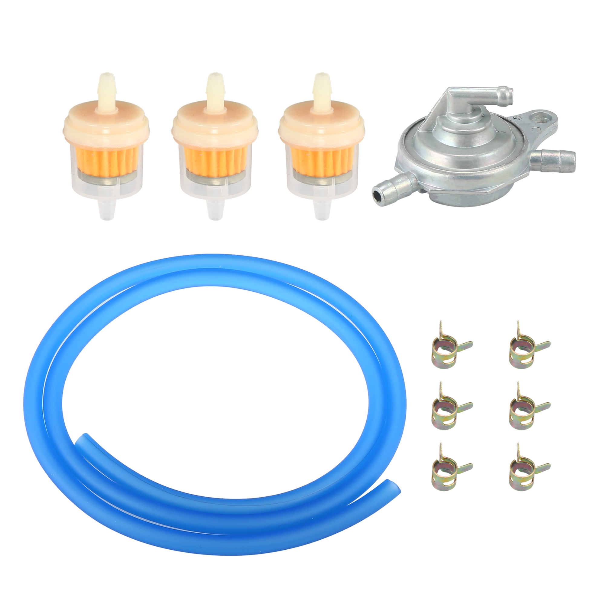 Three Head Vacuum Fuel Pump Petcock Gas Fuel Filter Hose Tube Line Kit