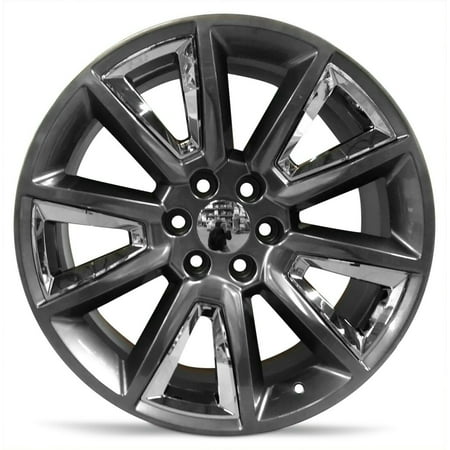 22 Inch Wheel for 1988-2022 Chevrolet Suburban 1500 6 Lug Black with Chrome Insert Aluminum Rim