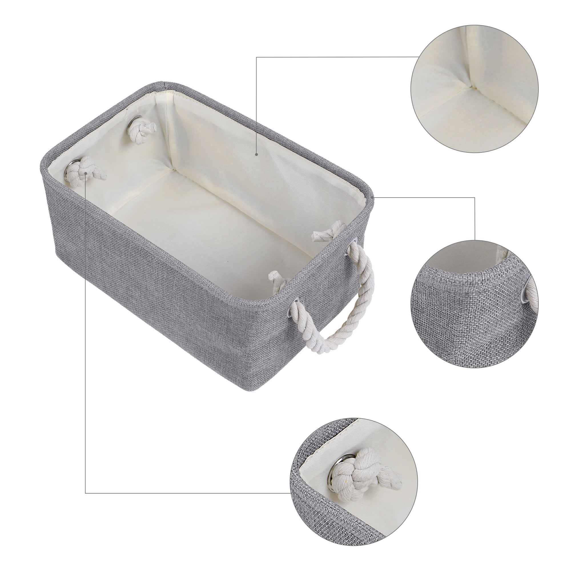 Unique Bargains Storage Bin with Handles for Closet Organizers Gray 12.2"x8.3"x5.1"