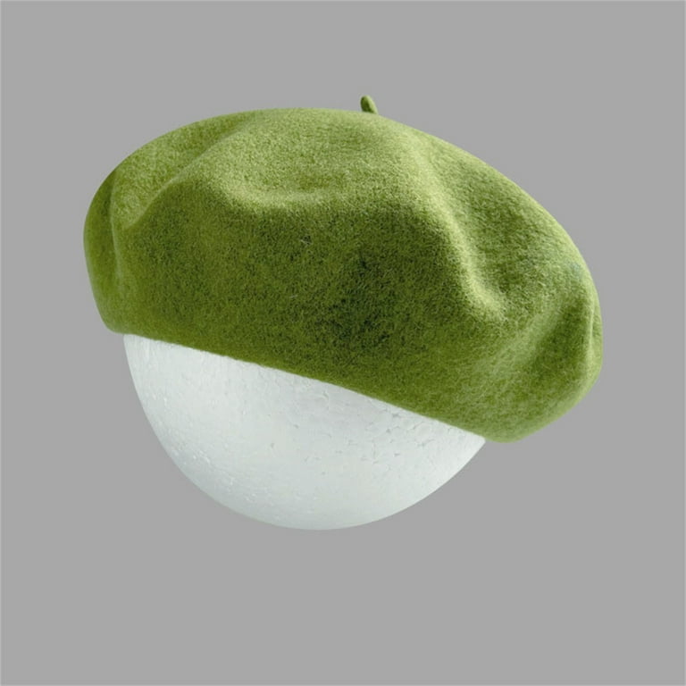 Women\'s Wool French Beret Hat Comfortable Solid Color Soft Beret Cap Green Wool Beret Hat French Beret Cap Winter Artist Painter Hat  main image 2