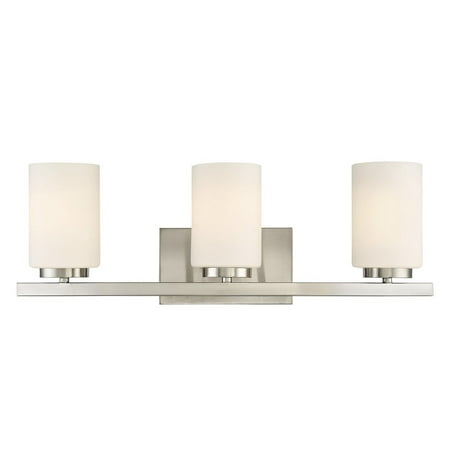 

Bathroom Vanity Light Fixtures 3 Light Modern Wall Lighting Brushed Nickel with Frosted Glass Shade Over Mirror Wall Mount Lights for Bedroom Living Room Hallway