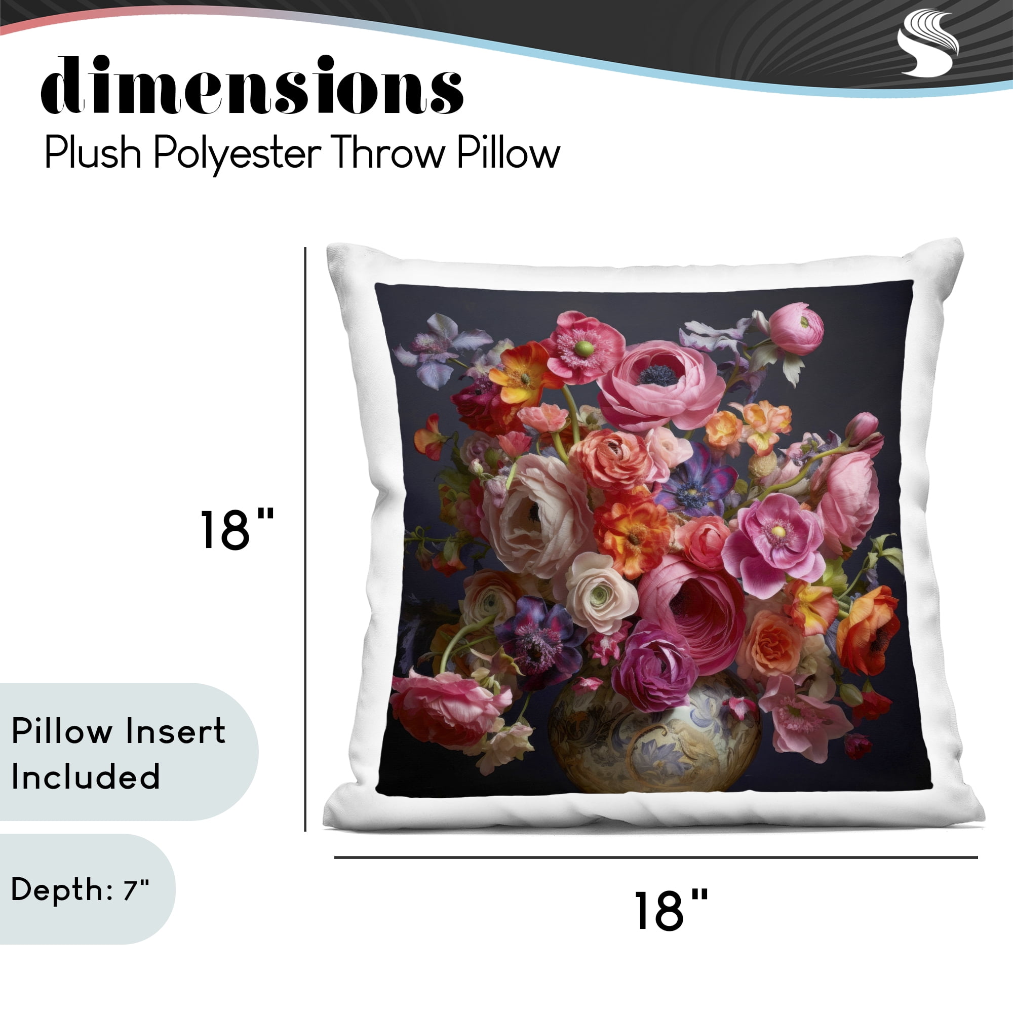 Stupell Industries Harmonious Composition of Florals Decorative Printed Throw Pillow, design by Lazar Studio, 18 x 7 x 18