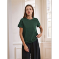thumbnail image 4 of T-shirts à Manches Courtes Surdimensionnés pour Femmes, Col Rond, Coupe Ample, T-Shirt d'Entraînement, Hauts Décontractés d'Été, Coton, Vert Foncé, L, 4 of 8