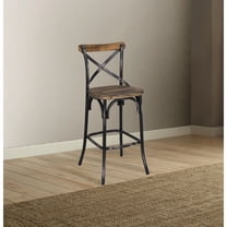 Acme Zaire Bar Chair (1Pieces) in Black & Antique Oak Finish for Dining Areas Indoor