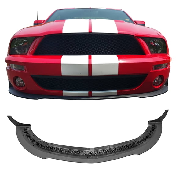 Ikon Motorsports Front Bumper Valance Panel Compatible with 2007-2009 Ford Mustang GT500 GT500KR OE Style Textured Black PP Injection Air Dam Chin Spoiler Protector Splitter