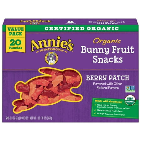 - Annie's Organic, Gluten Free Bunny Fruit Snacks Berry Patch