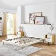 thumbnail image 6 of Gewnee Queen Size Faux Leather Platform Bed Frame,No Box Spring Needed,Solid Wood Center Support,White, 6 of 14