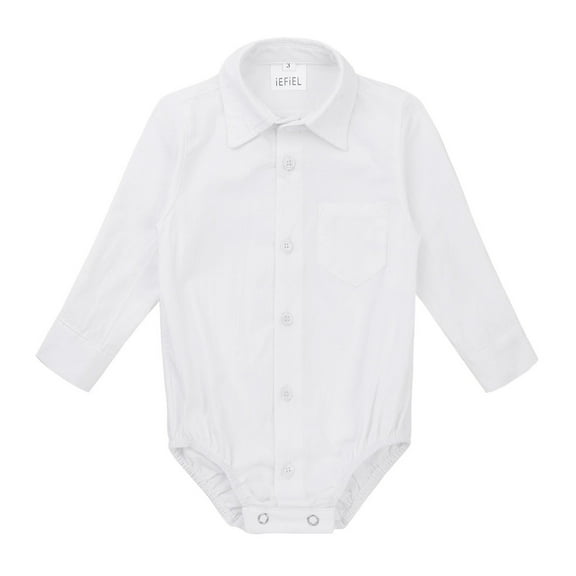 Sxiwei Infant Baby Boys Gentleman Romper Long /Short Sleeve Formal Dress Shirts with Bowtie Wedding White 9-12M