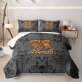 thumbnail image 2 of jejeloiu Cheetah Print Letter Z Quilt Full For Kids,Baroque Initial Print Full Bedspread Sets,3 Pieces, 2 of 7