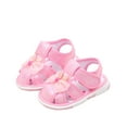 thumbnail image 4 of Xfvqtps Baby Girls Sandals Shiny Bling Bowknot Lightweight Cute Princess Sweet Soft PU Infant Walking Shoes Summer Casual Comfortable Breathable Toddler Sandals Non Slip Called Shoes Pink, 4 of 9