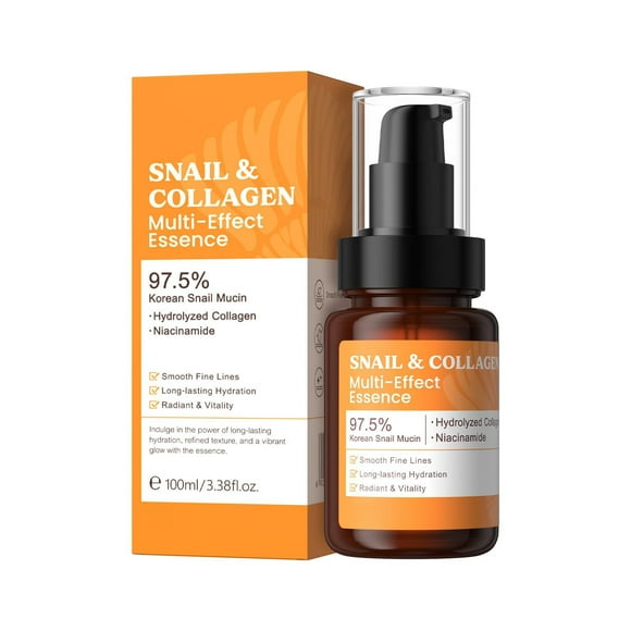 Quiyum Snail Collagen Multi-Effect Essence 100Ml - & Collagen Multi Effect Smooth Lines Long Lasting Hydration & Vitality | Mucin Power Firming Dull Skin & Lines (100Ml/3.38Fl.Oz.), Easter Makeup E