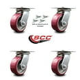 thumbnail image 2 of 5 Inch Poly on Aluminum Caster Set with Roller Bearings and Swivel Locks SCC, 2 of 2