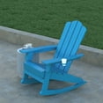 thumbnail image 3 of Emma + Oliver Set of 2 Adirondack Rocking Chairs with Cup Holders, Weather Resistant HDPE Adirondack Rocking Chairs in Blue, 3 of 12
