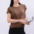thumbnail image 5 of Mittory T-Shirt for Women Crew Neck Basic Short Sleeves T Shirt Crop Tops Cotton Slim Fit Tee Shirts, 5 of 5