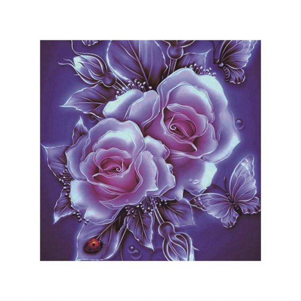 Kits de pintura de diamante rosa flor decoración de pared de diamante completo bordado punto de cruz artesanía, púrpura Kearding HA5459-04B