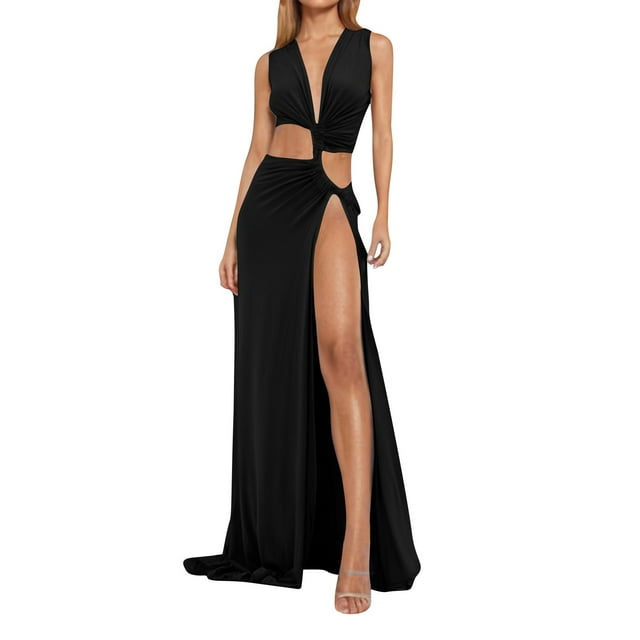 Vestido Largo de Verano Elegante Sexy Hombro Color Sólido Falda Maxi, Moda Vestido sin Mangas para la Primavera Y el Verano Casual Y Vestido de Noche