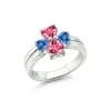 925 Sterling Silver Class Ring 6mm Set with Pink Zirconia from Swarovski
