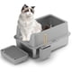 thumbnail image 1 of Arenero para Gato de Acero Inoxidable XL  Caja de Arena con Tapa y Bordes Altos Antifugas, Fácil de Limpiar y Antiadherente, para Gatos Grandes, Incluye Cuchara y Filtro Antifugas, 1 of 7