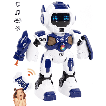 Lvelia RC Robot Toy for Kids,Programmable Remote Control Intelligent Walking Dancing Robot Toy with LED Eyes,Volume Control for Age 3-14 Year Old Boys Girls Birthday Gift Present,Blue