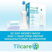 Sinus Rinse Kit by Tilcare - Perfect Nasal Irrigation Machine for Sinus & Allergy Relief - Electric Neti Pot for Sinuses & Stuffy Nose -  with a Blue Towel and 30 Salt Packs