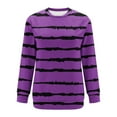 thumbnail image 5 of Craaazy Womens Sweatshirt Crew Neck Striped Color Block T-shirt Long Sleeve Pocket Pullover Gifts, 5 of 5
