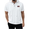 thumbnail image 4 of Men's Solid Color Short Sleeve Button Up Hooded Pullover, Casual Hoodie Top With Hood, Button Closure, Polyester Rayon Cotton Blend, Lightweight Breathable, Daily Wear | Zenithor,White XL, 4 of 5